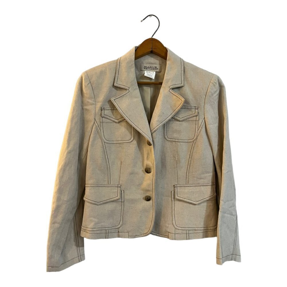Beige Linen Blend Tailored Jacket